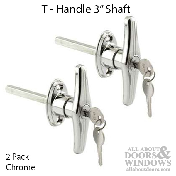 Chrome T-Handle 3in Shaft 2pk